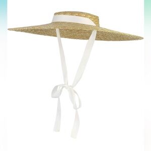 Wide Brim Straw Hat and Ribbon